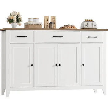 55" Buffet Cabinet, Modern Farmhouse Sideboard Buffet with D...