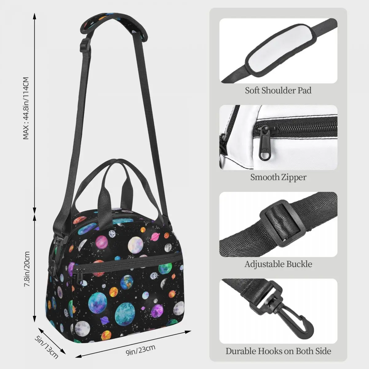 Solar System Space Planets Universe Lunch Bags Insulated Bento Box Portable Lunch Tote Picnic Bags Thermal Bag for Woman School