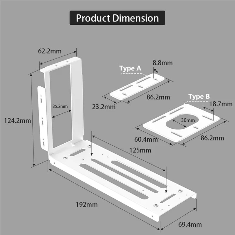 Staffa di montaggio GPU verticale AP, supporto sterzo scheda grafica a 2 slot con hardware, dock EGPU, docking station GPU esterna