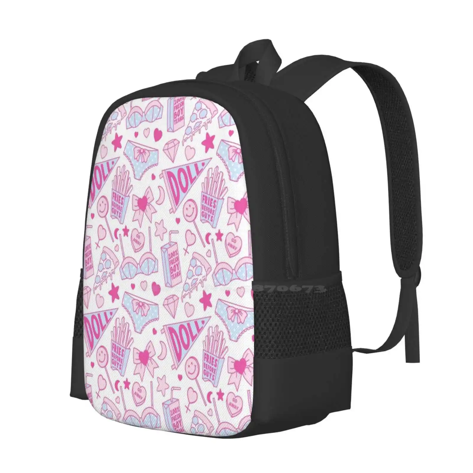 Sac à Dos d'École de Grande Capacité pour Fille, Accessoire pour Ordinateur Portable, Féminisme, Pizza, Bébé, Frites, Avant Guile, Garçon, Larmes, Girly