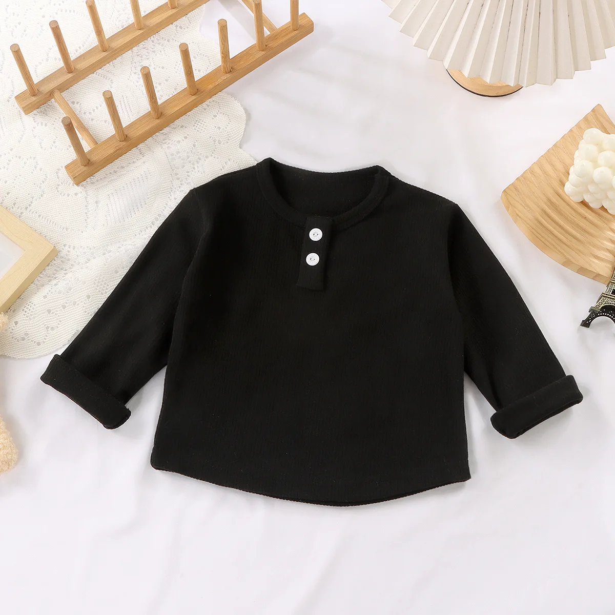 1pcs Children Casual Tees Solid Color Girls Boys Long Sleeve Tops Round-Neck Tshirt Spring Autumn Soft Comfor Basic Kids Clothes