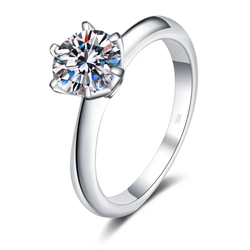WOMEN Engagement 18K White Gold Wedding Band 0.5/1/1.5/2/3/5CT VVS 1 D Color Moissanite Diamond Six Pronged PT950 Platinum RINGS