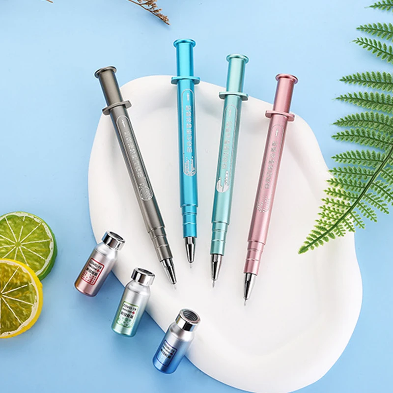 1Pcs Creative Luminous Syringe Modelling Neutral Pen Gel Signature Pens Students Nurse Gift Stationery