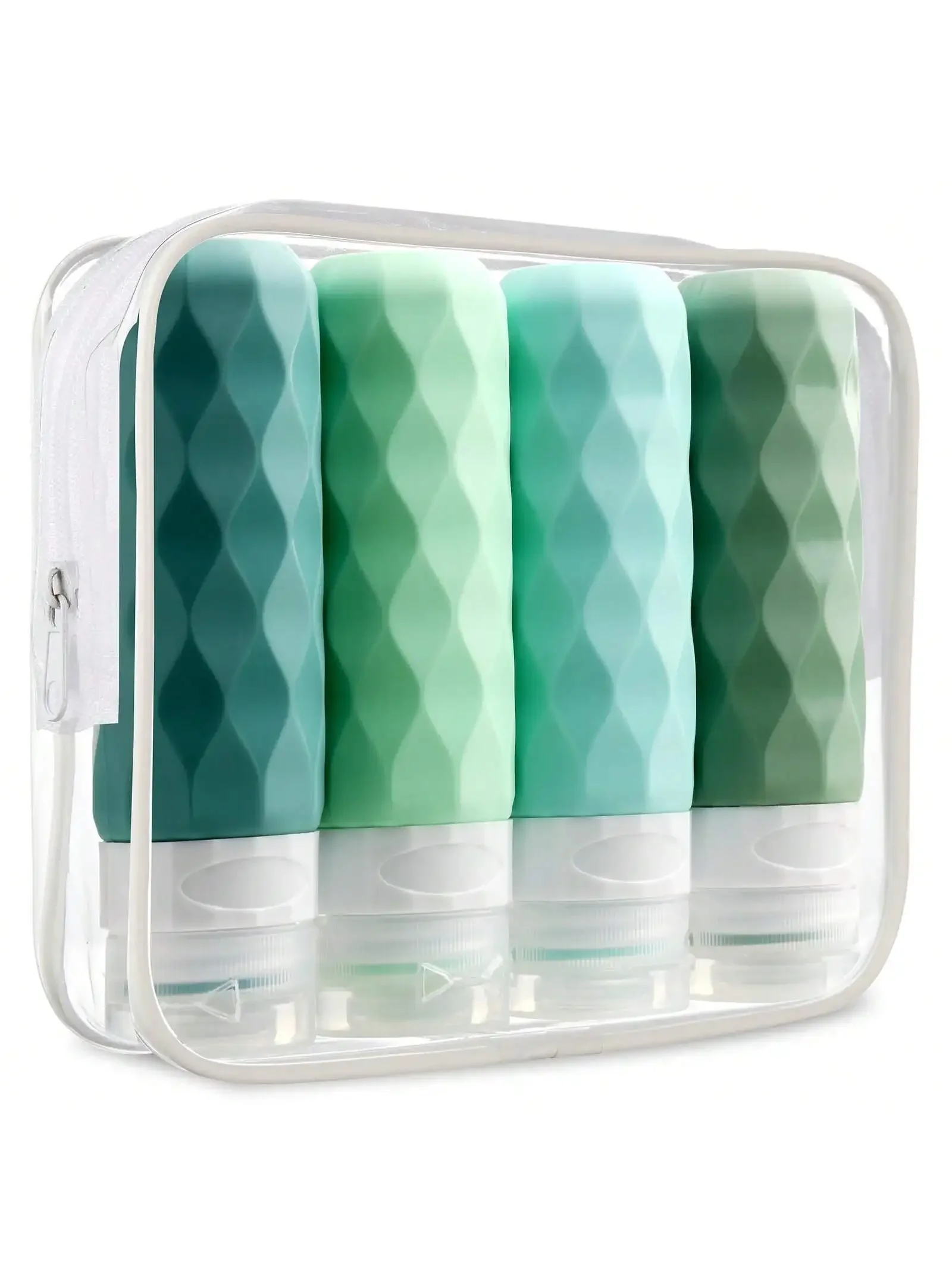 

4 упаковки силиконовых дорожных бутылок для туалетных принадлежностей, одобренные Tsa, портативные дорожные бутылки на 3 унции, герметичные сжимаемые дорожные бутылки без BPA