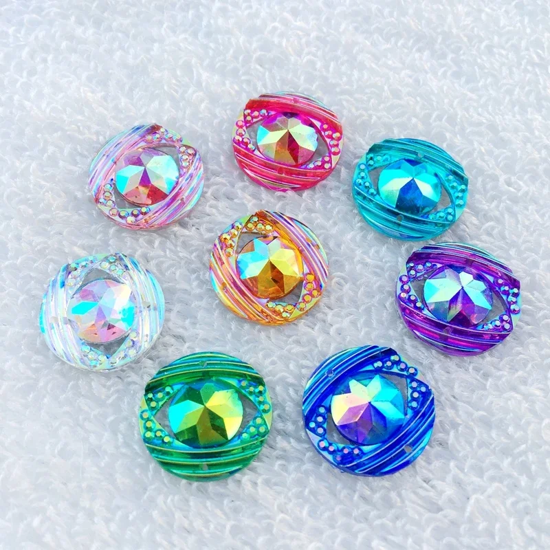20Pcs 18mm AB Colorful flatback stones and crystals Resin Round Rhinestone trim DIY Wedding Dress craft -HB15