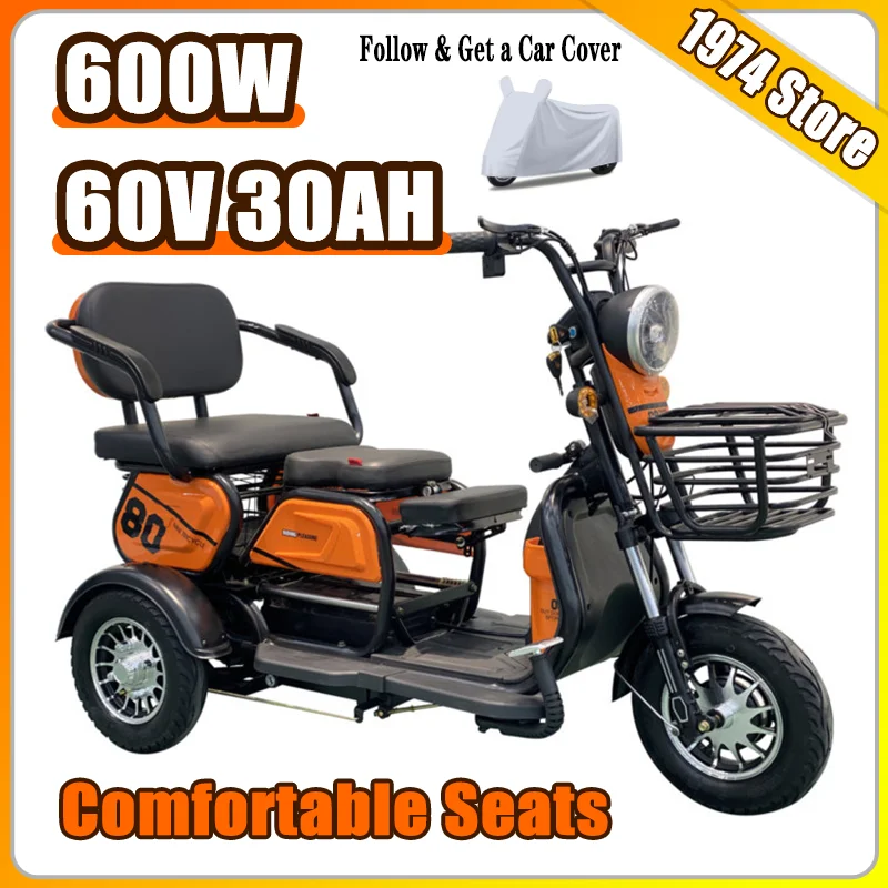 

Adult Comfortable Seats Commuting Tricycle Disabled Flowing Scootmobiel 60V30AH Large Battery Elderly Household Electric Scooter