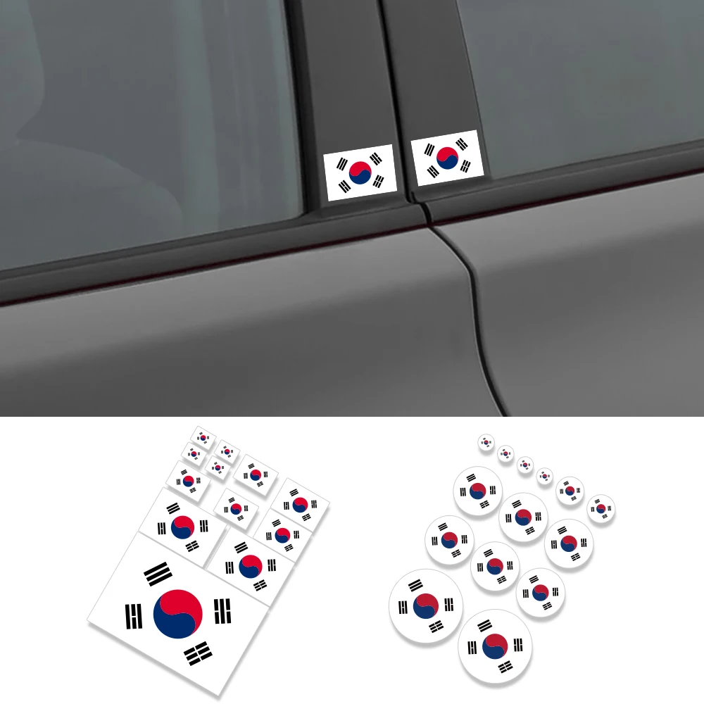 Car Sticker South Korean Flag Creative Square Circular Flag Series Stickers Auto Body Windows Car Styling Car Decor Accessories