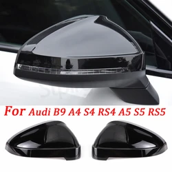 Premium Matte Silver Mirror Covers For Audi A4 B9 8W S4 RS4 A5 S5 RS5 2017-2023 Black Carbon Replacement side mirror housings