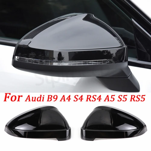 Cubiertas de espejo plateadas mate Premium para Audi A4 B9 8W S4 RS4 A5 S5 RS5 2017-2023 carcasas de espejo lateral de repuesto de carbono negro