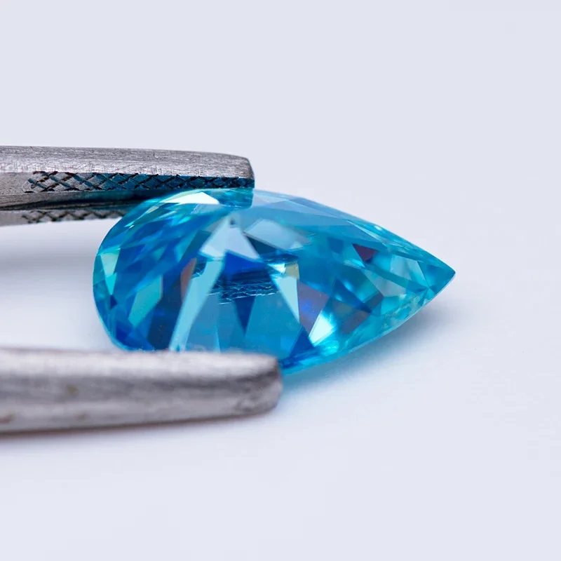 Moissanite pedra solta corte pêra gelo cor azul laboratório criado diamante materiais de fabricação de jóias avançadas com certificado gra