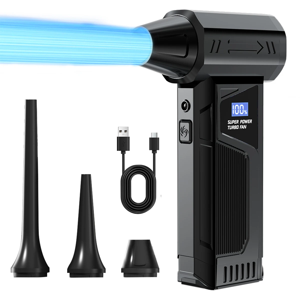 2025 New Wireless Jet Fan Brushless Motor Turbo Air Blower Car Cleaning Led Light Digital Display Portable Outdoor Use
