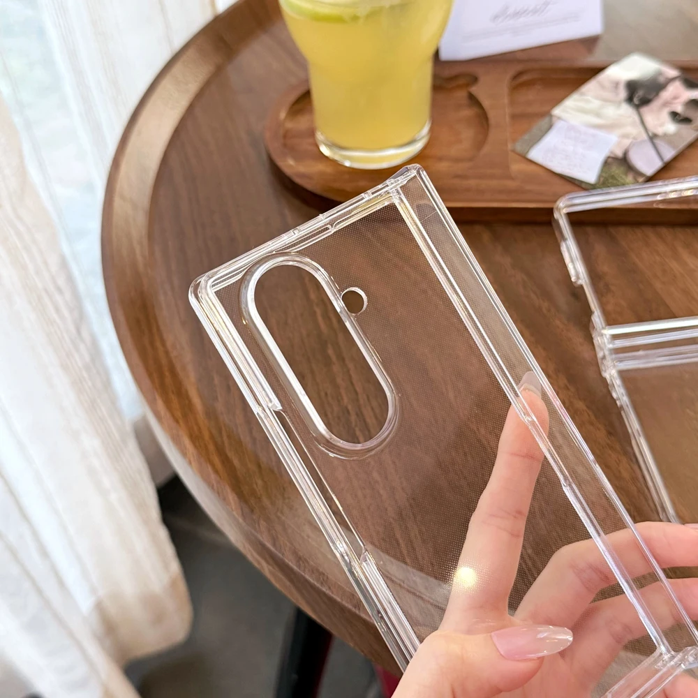 Transparent Hard PC Phone Case For Samsung Galaxy Z Fold & Z Flip 7 6 5 4 3 With Connection Hinge Protection Cover