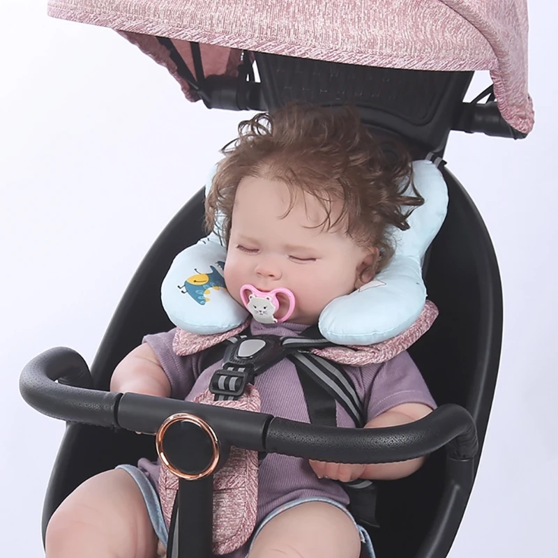 Soft & Breathable Headrest Pillow Cotton Pillow for Baby Stroller Easy to Clean Pillow Comfortable for Travel & Shopping