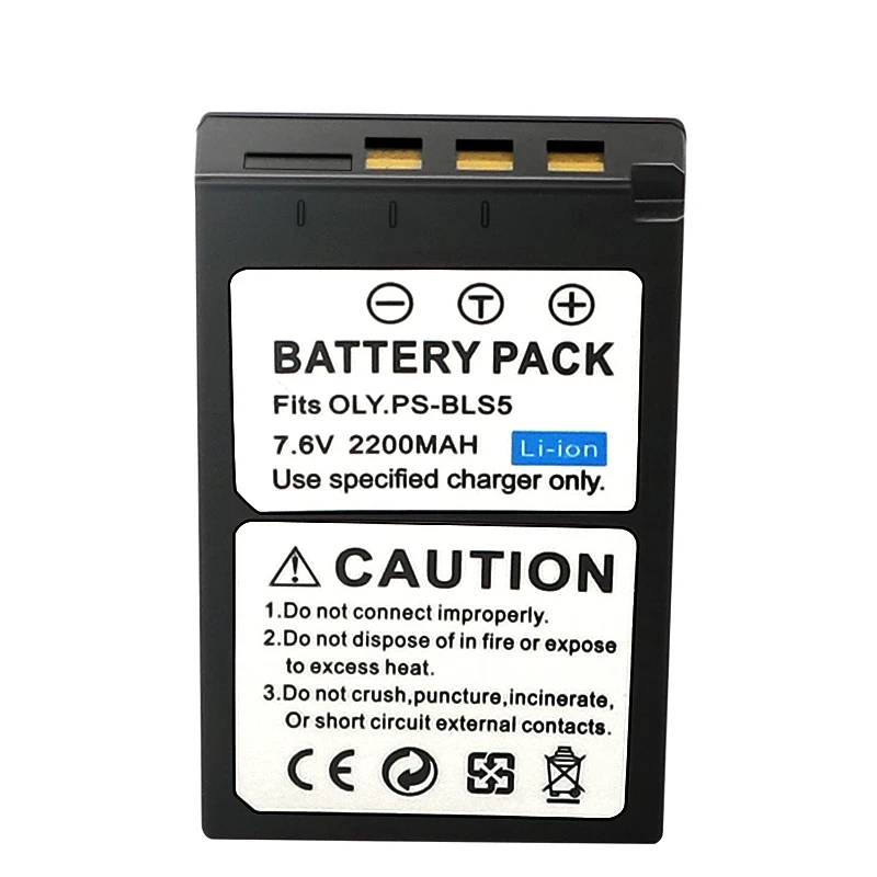 2200mAh BLS-5 BLS-50 PS-BLS5 Battery for Olympus OM-D E-M10, Mark II, Mark III, Pen E-PL2, E-PL5, E-PL6, E-PL7, E-PM2, Stylus 1