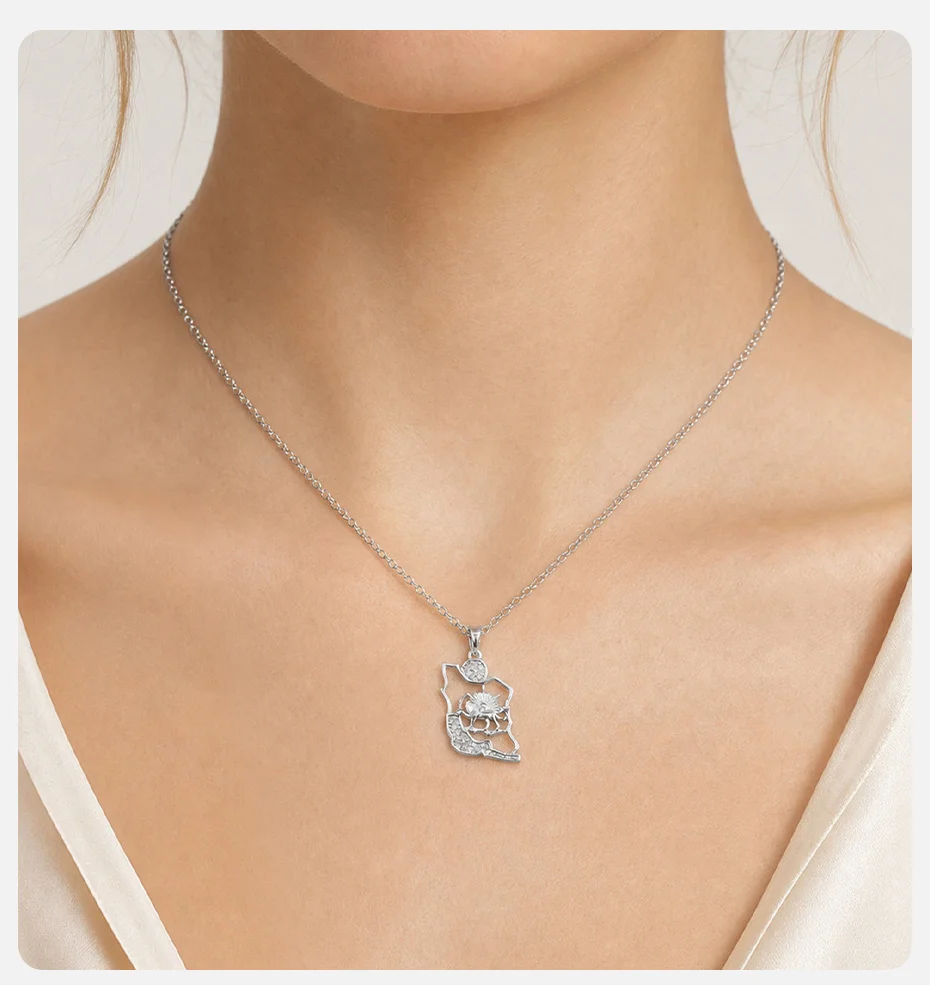 Vnox Vintage Löwen-Halskette für Damen, Kupfer, weiße Zirkonia, iranisch-persische Sonnen-Löwen-Halskette, Statement-Schmuck – Detail 2