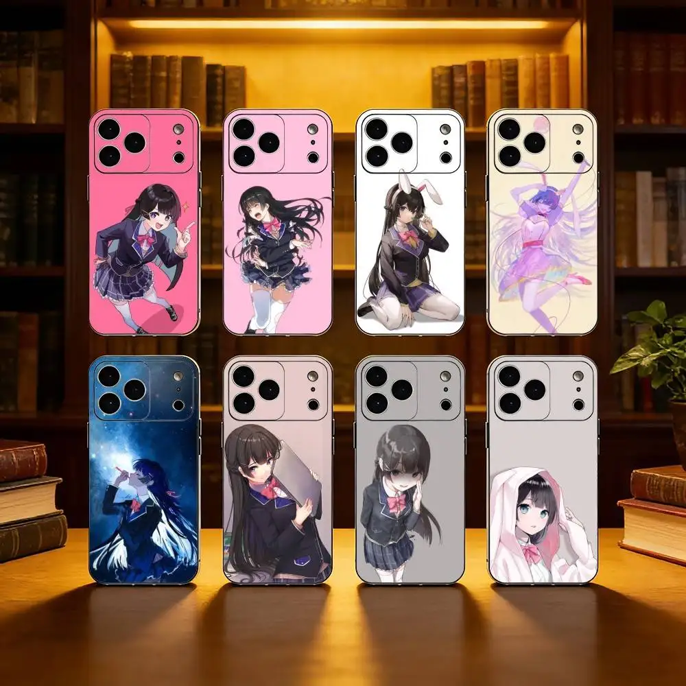 

Tsukino M-Mito VTuber Phone Case For iPhone 17,16,15,14,13,12,11 Plus,Pro Max, Black Silicone Cover