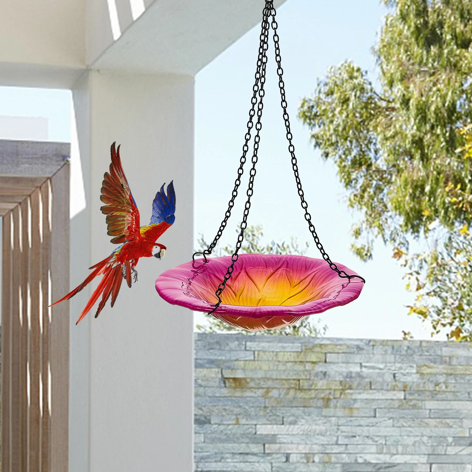 

Durable Garden Hanging Flower Bird Feeder Swing Design Outdoor Bird Food Container Decorative Yard Garden Decor