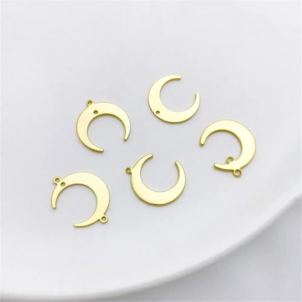 14K Gold-plated Simple Joker Smooth Moon Series Pendant Diy Bracelet Necklace Ear Jewelry Accessories Materials L486