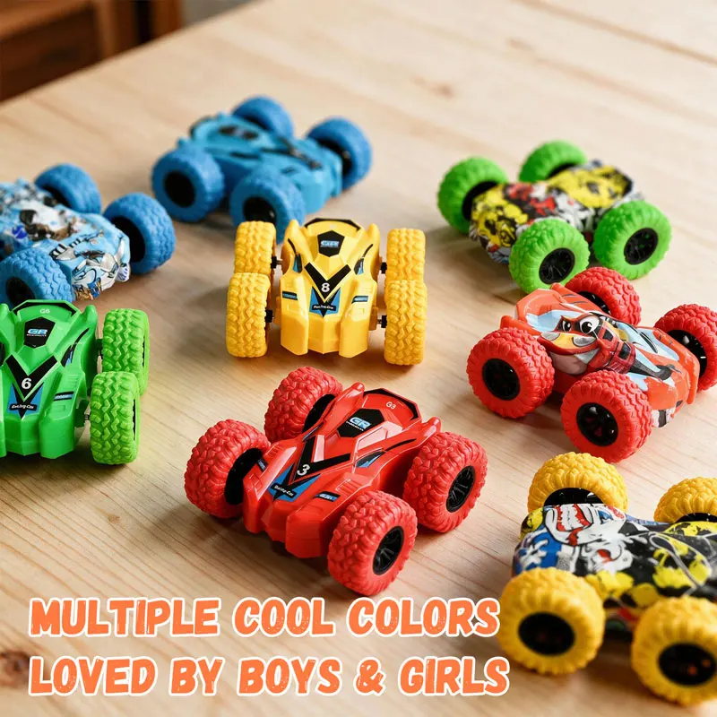 Mini Double‑Sided Tumbling Inertia Off‑Road Toy Car Durable Manual Push Stunt Vehicle Holiday Birthday Gift for Kids Boys