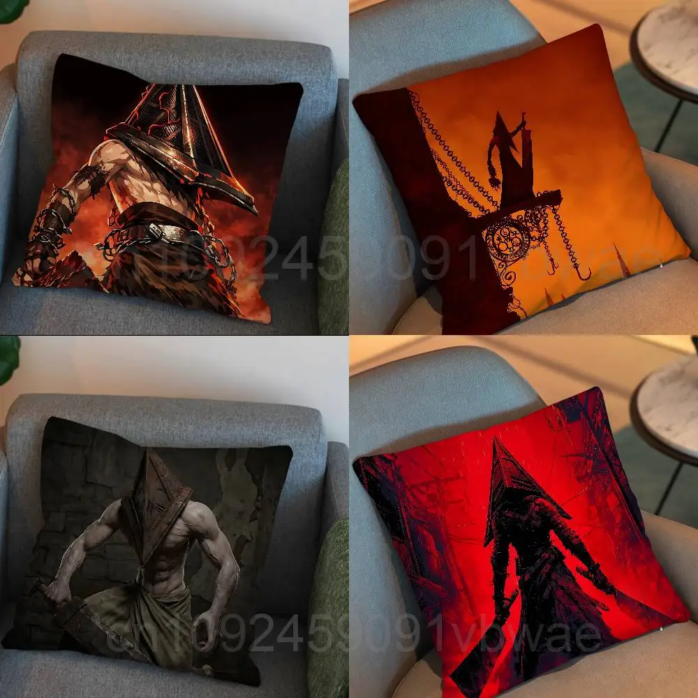 Dark Art Pyramid Head Silent Hill  Pillow Case Anti-dustmite Pillowcase Invisible zipper silky short plush Sofa cushion cover