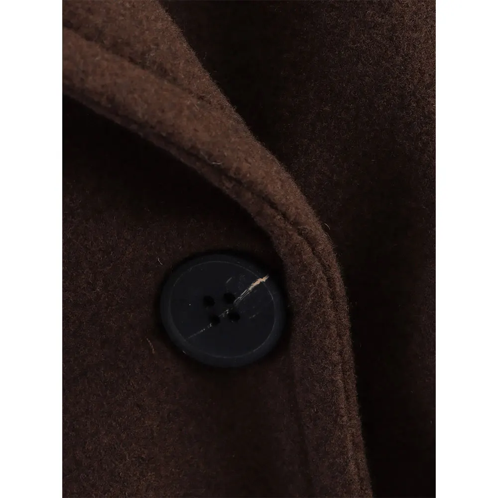 Warm Fashion Notch Neck Long Sleeves Female Elegance Chic Lady Outfits Autumn Winter Women's Brown Woolen Coat