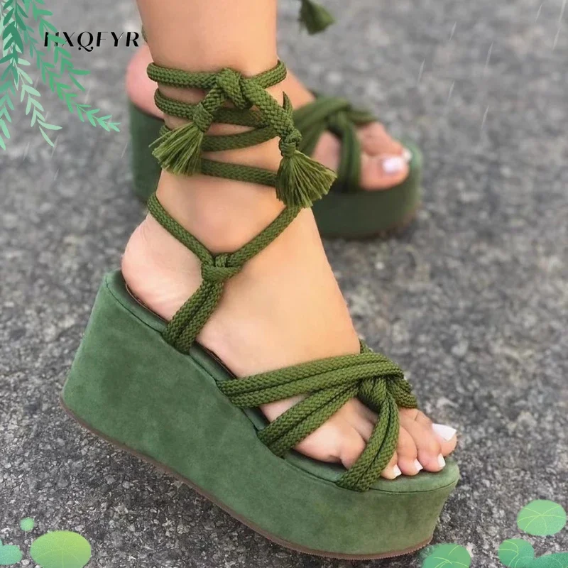 Sandal Women Summer Fashion  Sandals  Women\'s Wedge Sandals Cross Straps Casual Women\'s Shoes Women High Heels