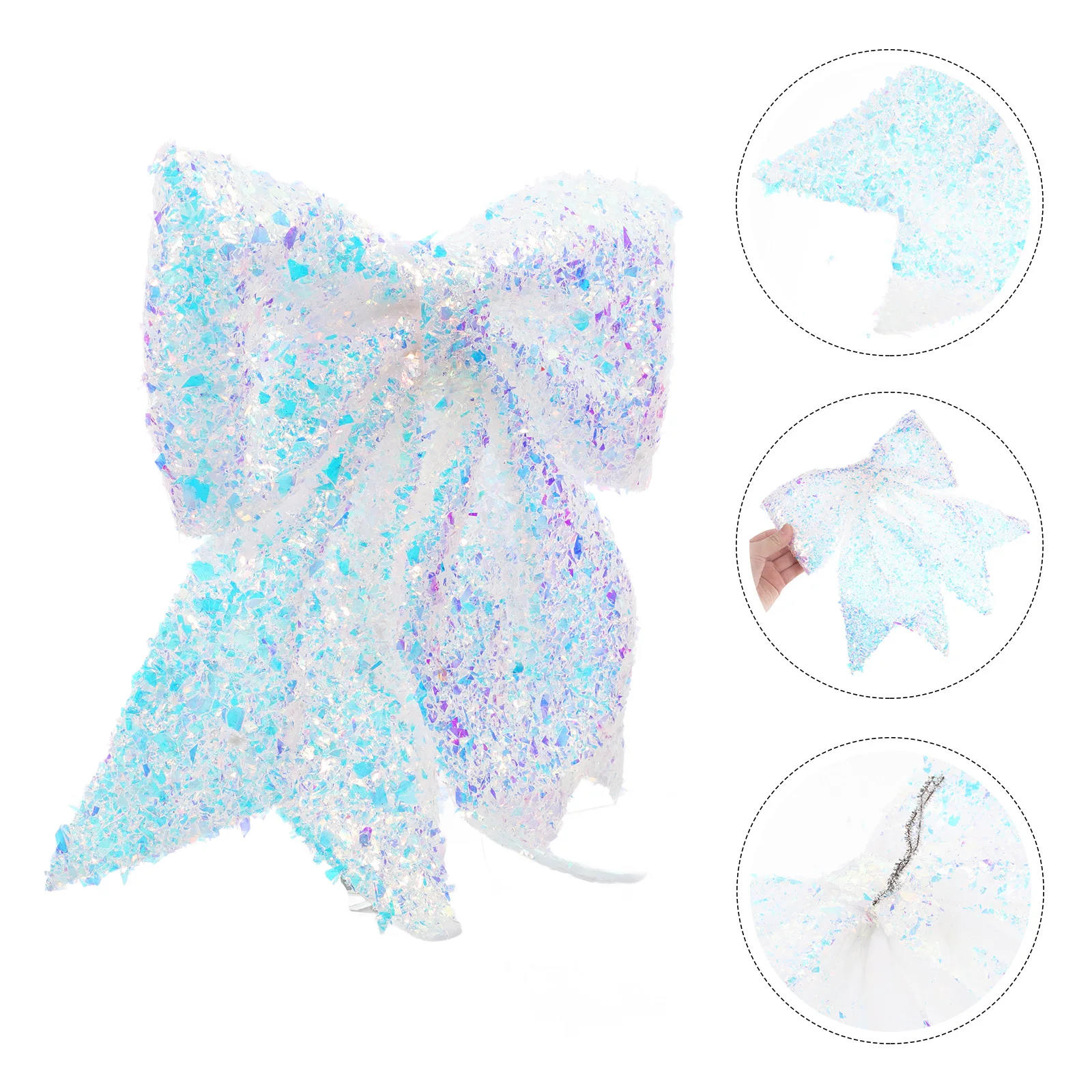 

Bow Decoration Glitter Dot Bows Ribbons Ornaments Decorative Hanging for Wreath Christmas Tree Holiday Pearl Cotton Topper Big