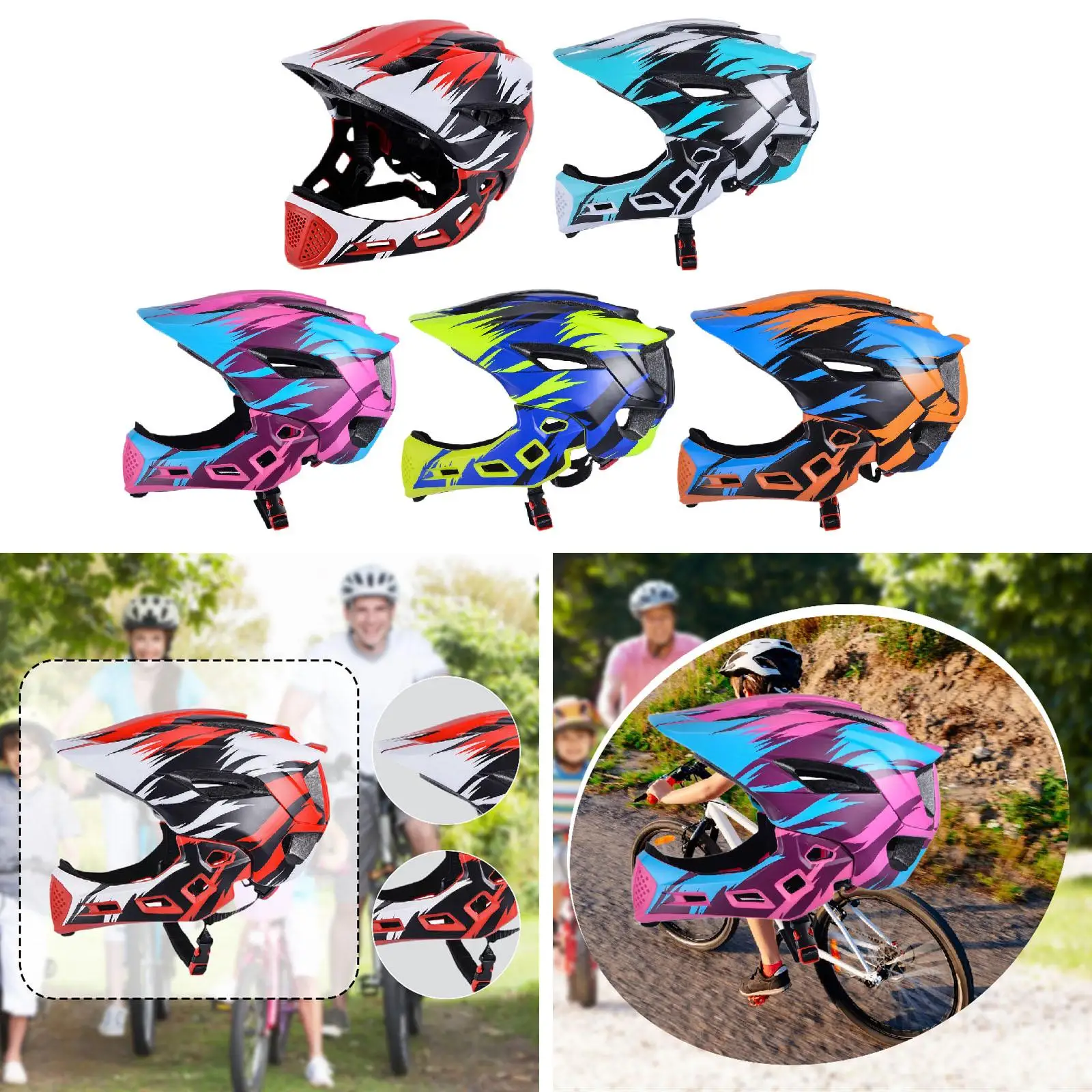 

Kids Bike Helmet Full Face Helmet Comfortable Breathable for Boys and