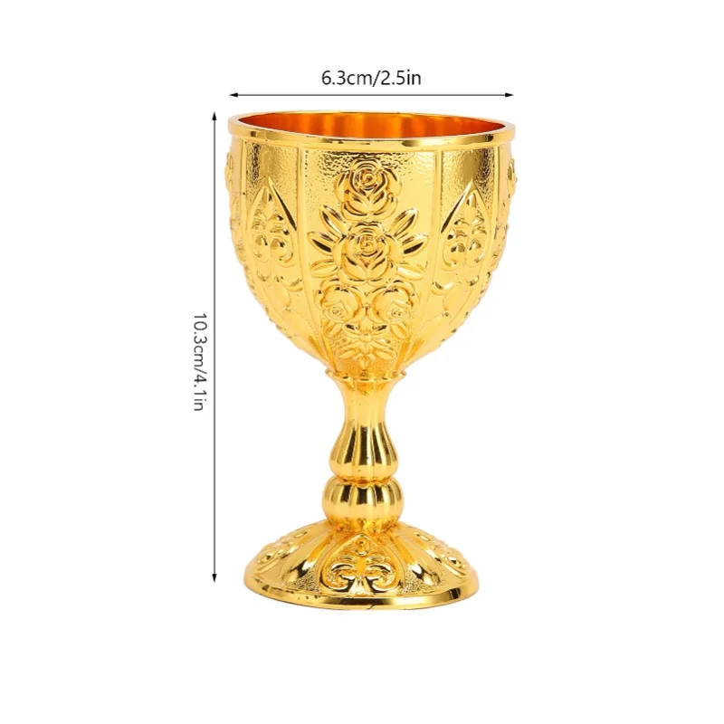 Metal Embossed Wine Cup Vintage Flower Pattern Exquisite Details Metal Wine Cup For Home Decoration Gifts