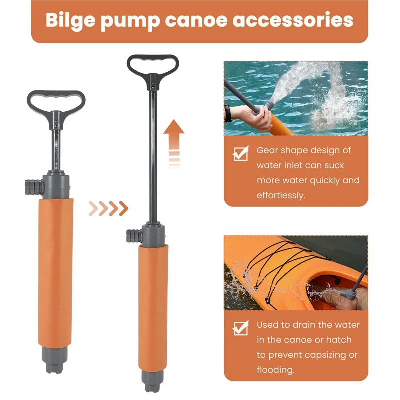 

AEF5-Kayak Bilge Pump Manual Water Pump Hand Pump Boat Hand Pump Bilge Pump For Kayaks Canoes And Boats Kayak Accessories