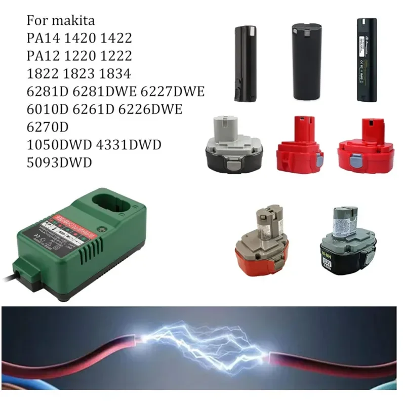 شاحن بطارية ماكيتا جهاز محول ، شحن بطاريات ni-mh شاحن مثقاب ، مكان ، V ، 12V ، 12V ، V ، 18V ، PA12 ، PA14 ، PA18