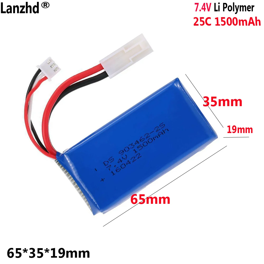 1500mAh 903462 2S 7.4V lithium battery For RC model aircraft battery ship model gun model unmanned aerial vehicle