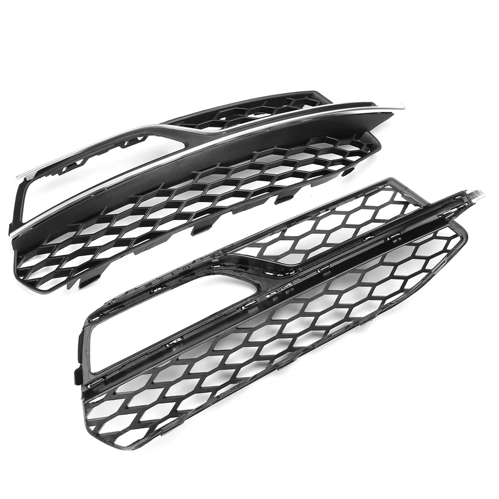 ​ 1Pair Car Front Bumper Fog Light Grille Cover For Audi A3 S-Line S3 2014 2015 2016 Honeycomb Mesh Fog Lamp Cover Racing Grill