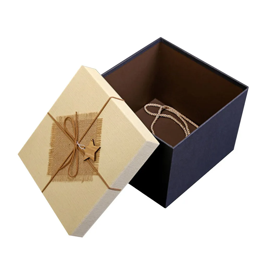 1Pcs Elegant Square Rectangular Gift Box Premium Paperboard Wedding Birthday Bridal Shower Party Favor Packaging with Ribbon