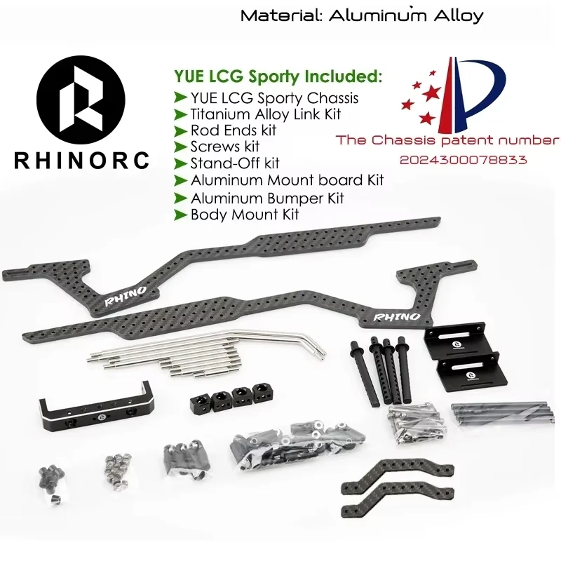 Kit completo de chasis deportivo Rhino RC Crawler YUE LCG con ejes Capra, caja de cambios del eje del conductor, piezas de coche