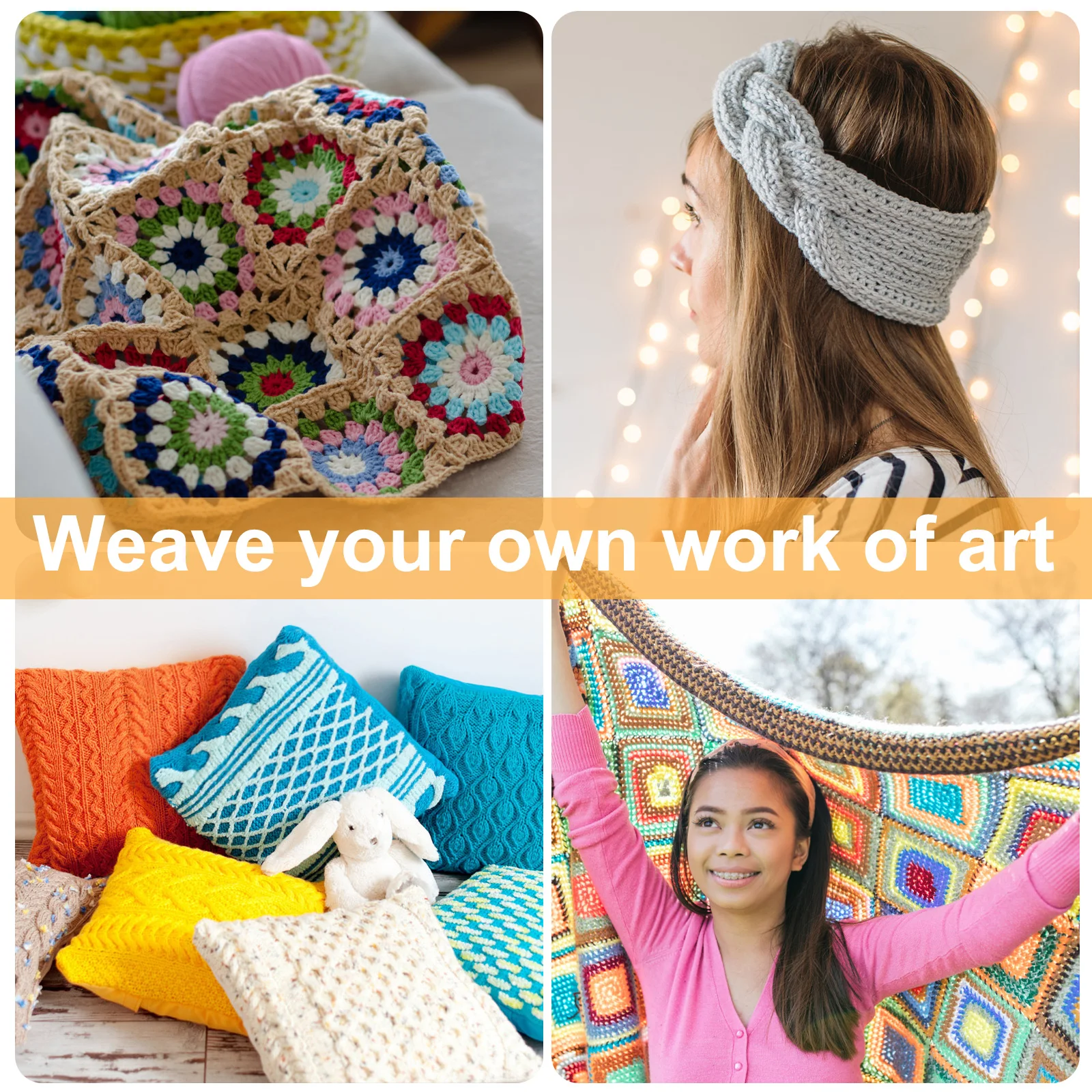 لوح حجب كروشيه 9.8/11.4 بوصة مع 20 قضيب فولاذي لوح حجب خشبي من الخيزران مع حامل قابل للتعديل مربع الجدة قابل لإعادة الاستخدام #5