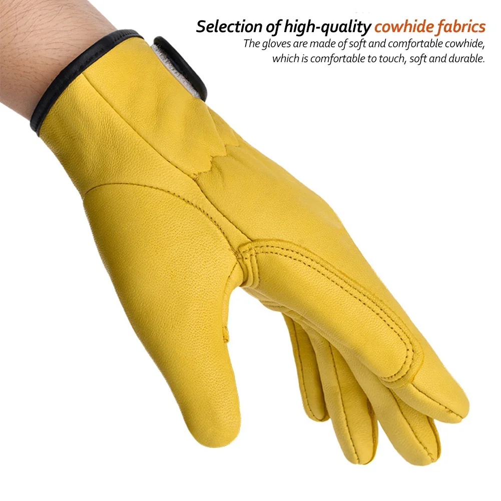 Wear-Resistant Cowhide Work Gloves Leather Workers Work Welding Safety Protection For Garden Sports Motorcycle Driver Gloves