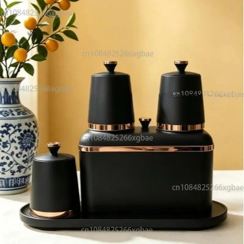 Metal Sealed Storage Tank Set, Bread Box, Coffee Tea Can, Kitchen Storage Tank.