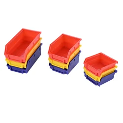 5pcs Stackable Storage Bins Tool Parts Organization Hanging Plastic Box Red Yellow Blue 110/190/270mm Garage Hole Board Case Kit