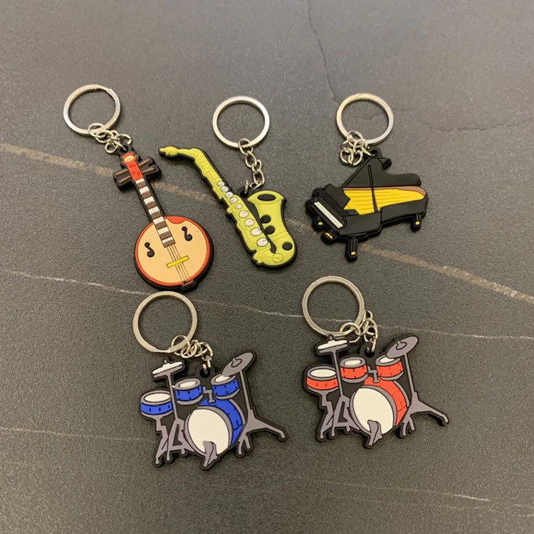 New Musical Instrument Silicone Guitar Pvc Soft Keychain Cartoon Small Gift Pendant K5156