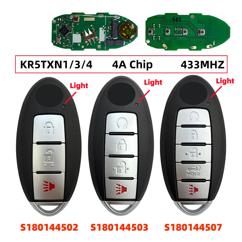 S180144502 S180144503 S180144507 KR5TXN1/XN3/XN4 Keyless Key Fob 433MHz 4A NCF29A1M Chip For Nissan Rogue Kicks Altima 2018-2020