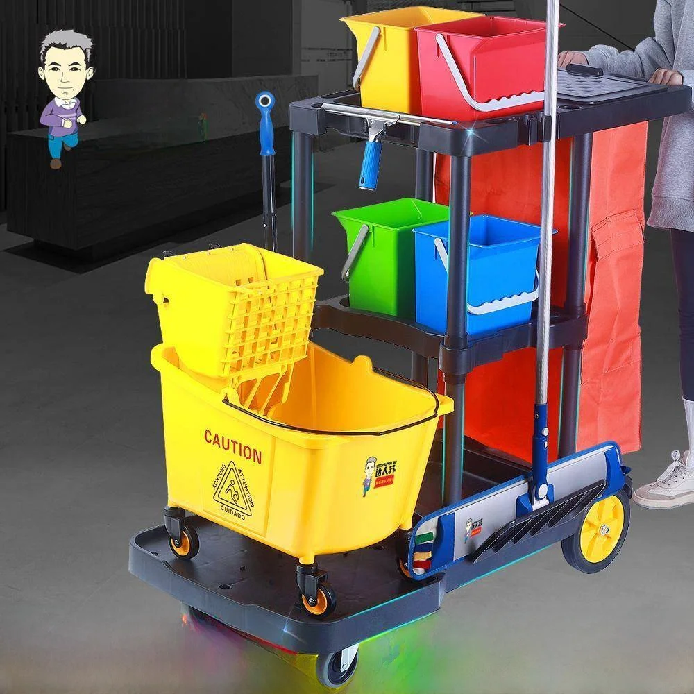 chariot-de-nettoyage-multifonctionnel-chariot-de-menage-chariot-special-pour-hotels-et-proprietes-balai-a-balayage-vehicule-de-transport-de-linge