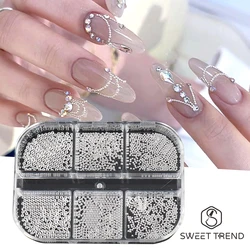 6-rasters mini kaviaar nagelkralen 0,6-2 mm zilveren roestvrijstalen kralen sieraden metalen kleine ballen DIY charme accessoires manicure decoratie