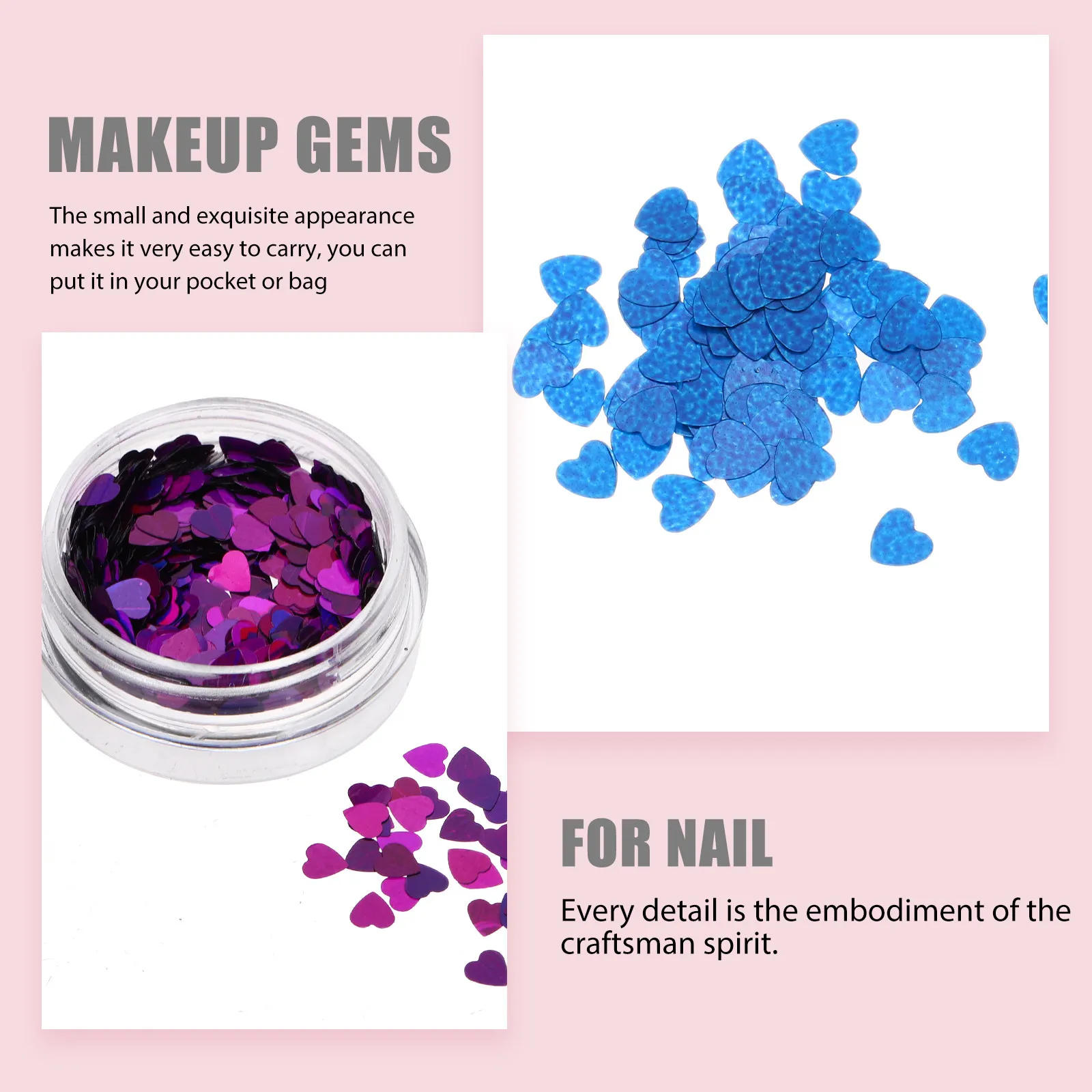 

12 Boxes Heart Nail Charms Glitter Flakes for Acrylic Nails Glamorous Effect DIY Style for Party Valentine's Day Nail Art Lovers