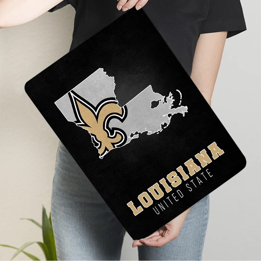 نيو أورليانز القديسين شعار معدن القصدير تسجيل خريطة ولاية لويزيانا NFL كرة القدم مروحة ديكور جدار الفن