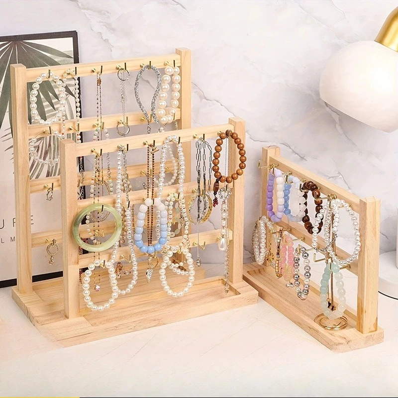 

Jewelry Keychain Earrings Pendant Display Stand Solid Wood Trinket Hanger Hook Premium Sense Stall Store Counter