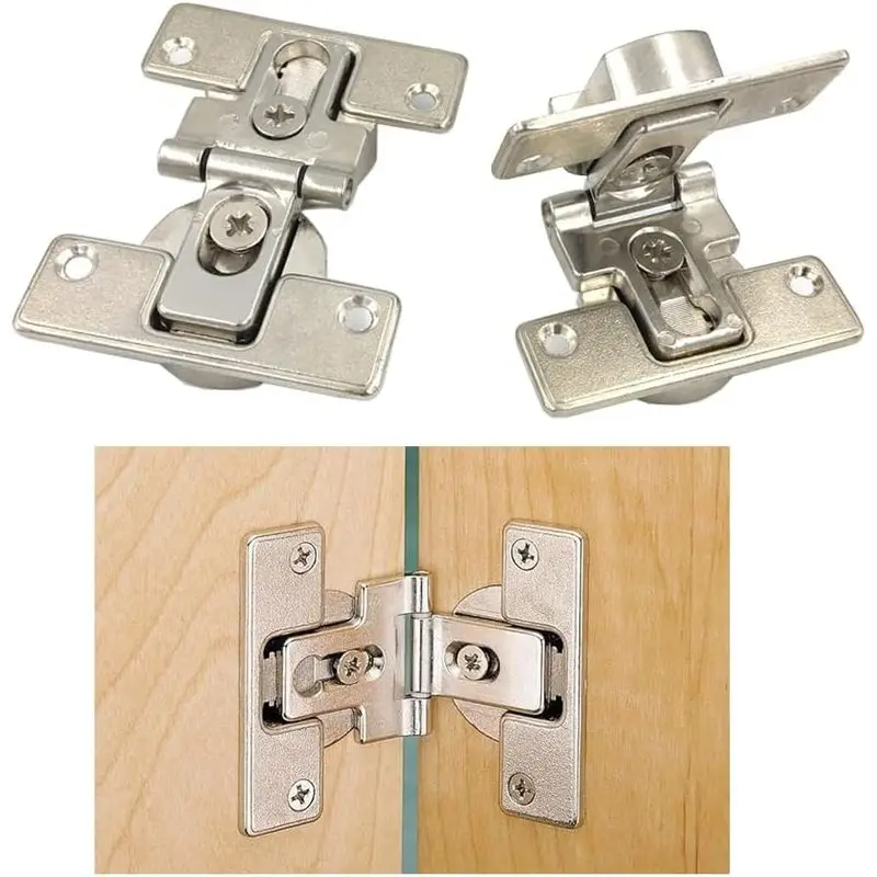 2-Piece 180 Degree Flush Folding Hidden Cabinet Hinges - 90 Degree Adjustable Closet Link Door Hinges | For Cabinet Linkage Door