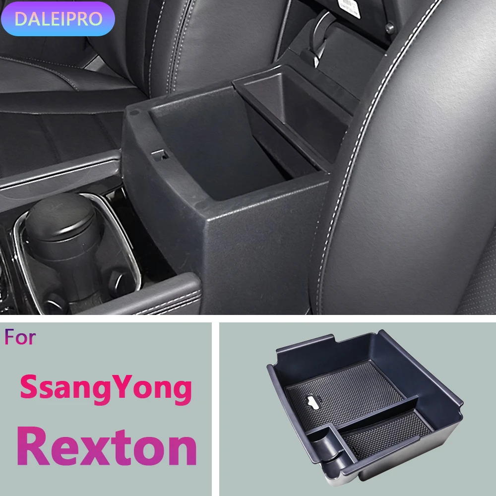 For SsangYong Rexton 2019 2020 Car Armrest Box Center Console Organizer Tray Storage Box Car Phone Holder interior Accessories