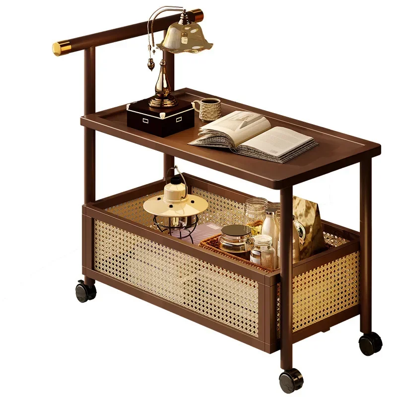 High-end medieval style coffee table sofa side table mobile coffee  small push side table living room