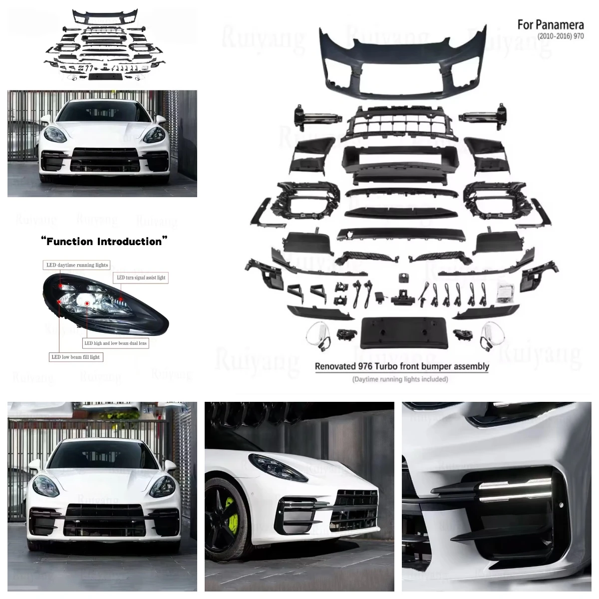 

Suitable for Panamera 2009-2016 Model Upgrade 2025 976 Turbo Front Bumper Assembly Body Kit, Including Headlights